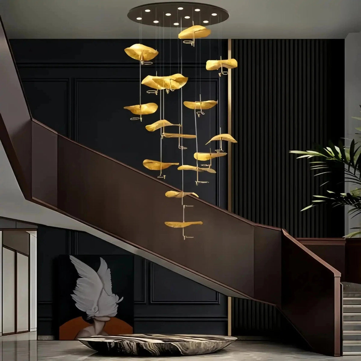 Jenissa Vintage Crystal Staircase Chandelier High Ceiling Luxury Lighting - Zelno Lighting