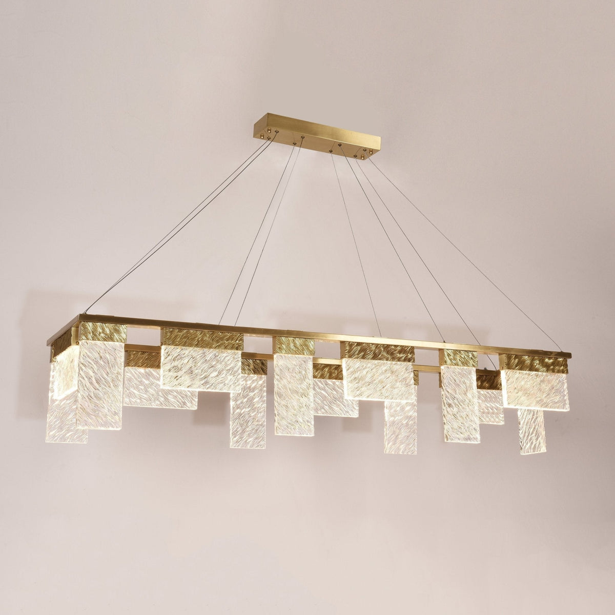 Joseph Dining Table LED Rectangle Glass Chandelier - Zelno Lighting