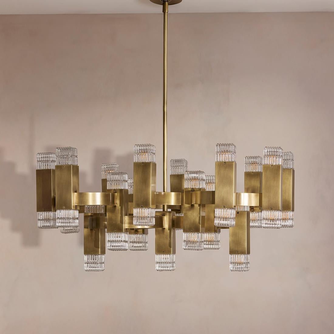 Kennedy Glass Chandelier 32"W - Zelno Lighting