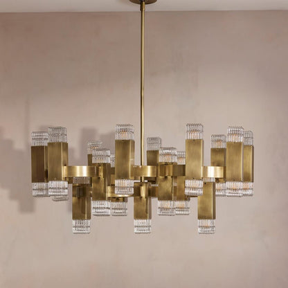 Kennedy Glass Chandelier 32"W - Zelno Lighting