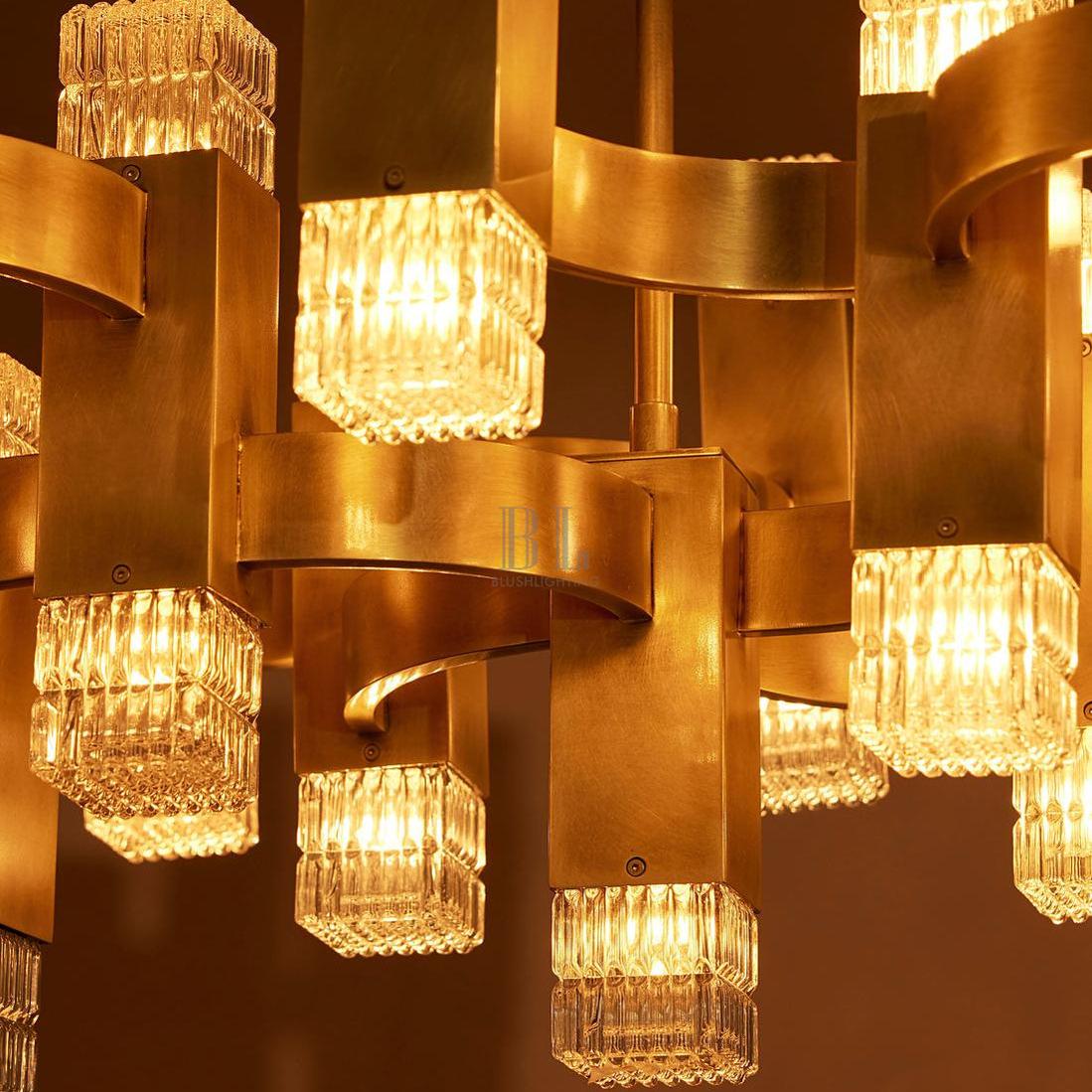 Kennedy Glass Chandelier 32"W - Zelno Lighting
