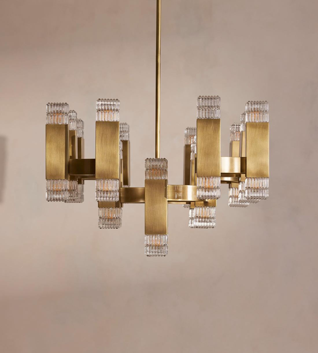 Kennedy Glass Chandelier 32"W - Zelno Lighting
