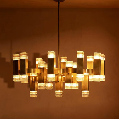 Kennedy Glass Chandelier 32"W - Zelno Lighting