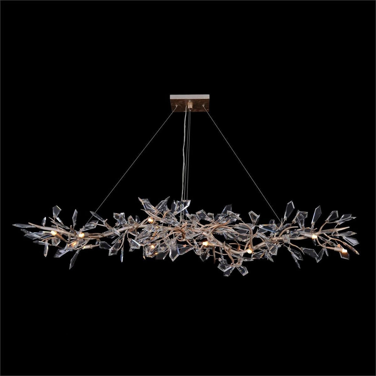 Kotta Fourteen-Light Cut-Crystal Oblong Chandelier - Zelno Lighting