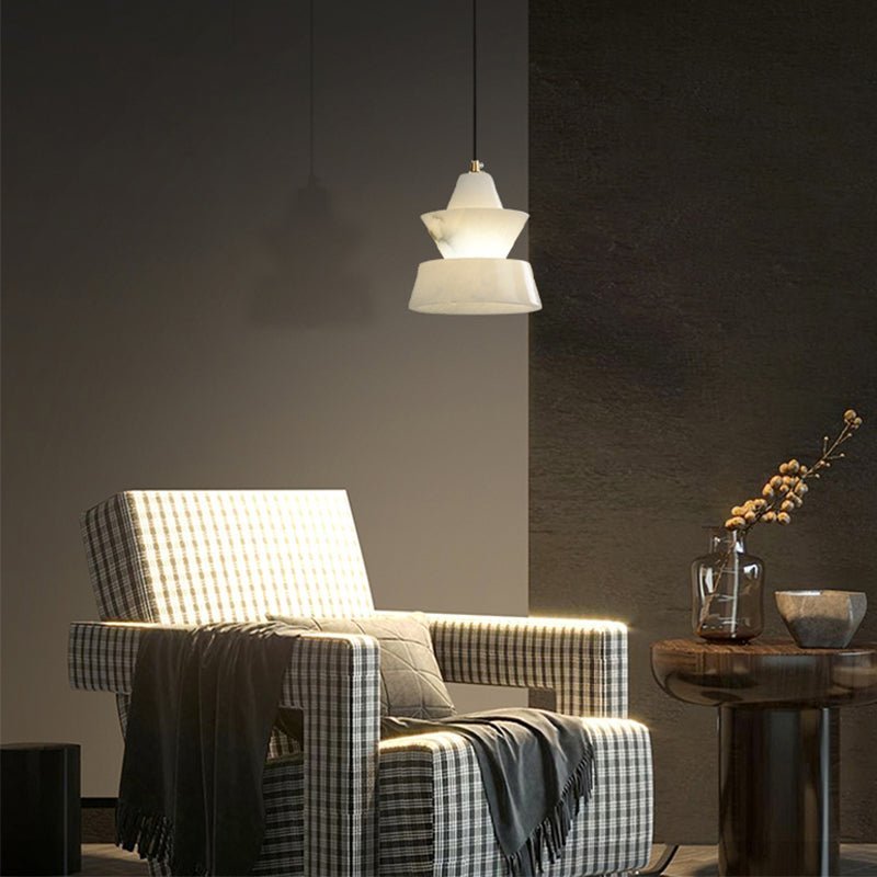 Lab Small Alabaster Coffee Table Pendant, Modern Pendant Light Besides Bed - Zelno