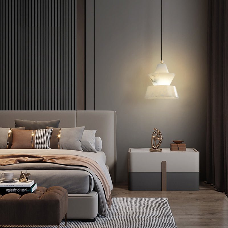 Lab Small Alabaster Coffee Table Pendant, Modern Pendant Light Besides Bed - Zelno