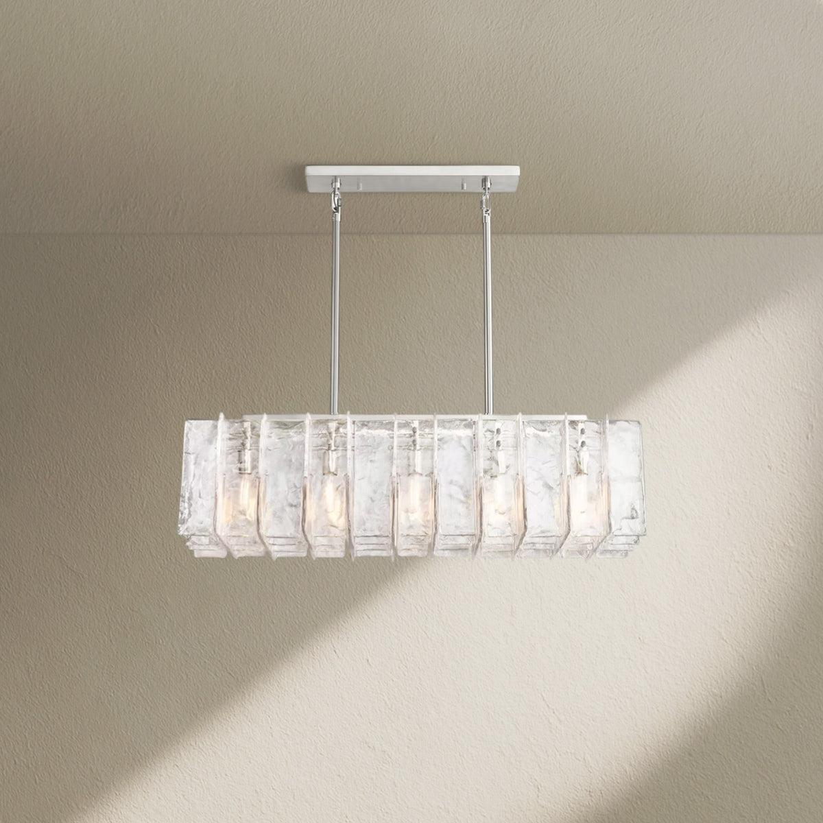 Lafz Clear Glass Rectangular Chandelier 49"67" - Zelno