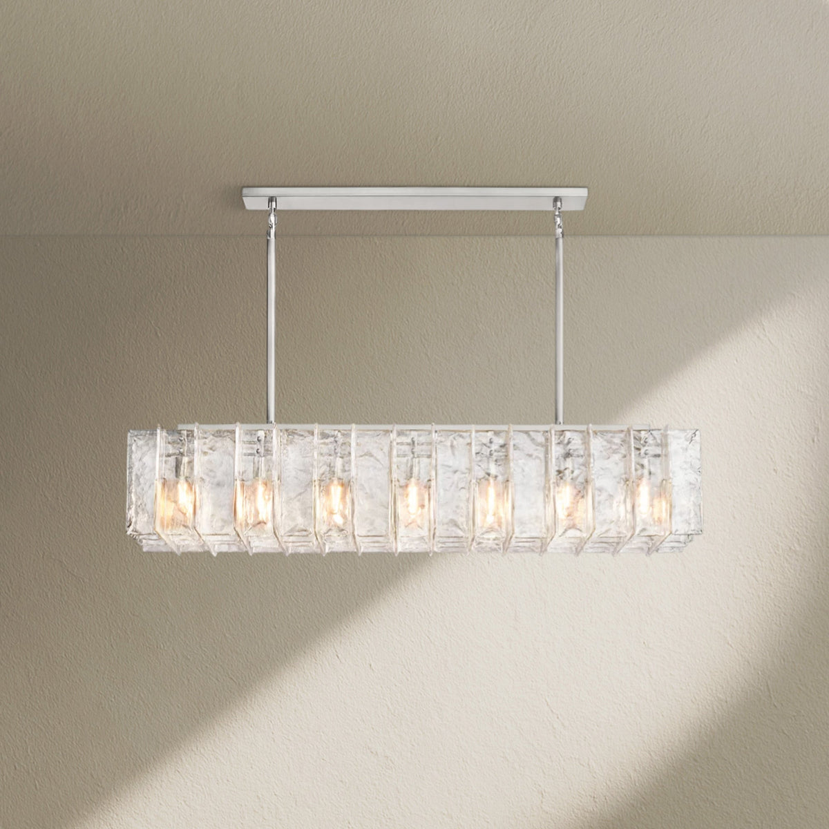 Lafz Clear Glass Rectangular Chandelier 49"67" - Zelno