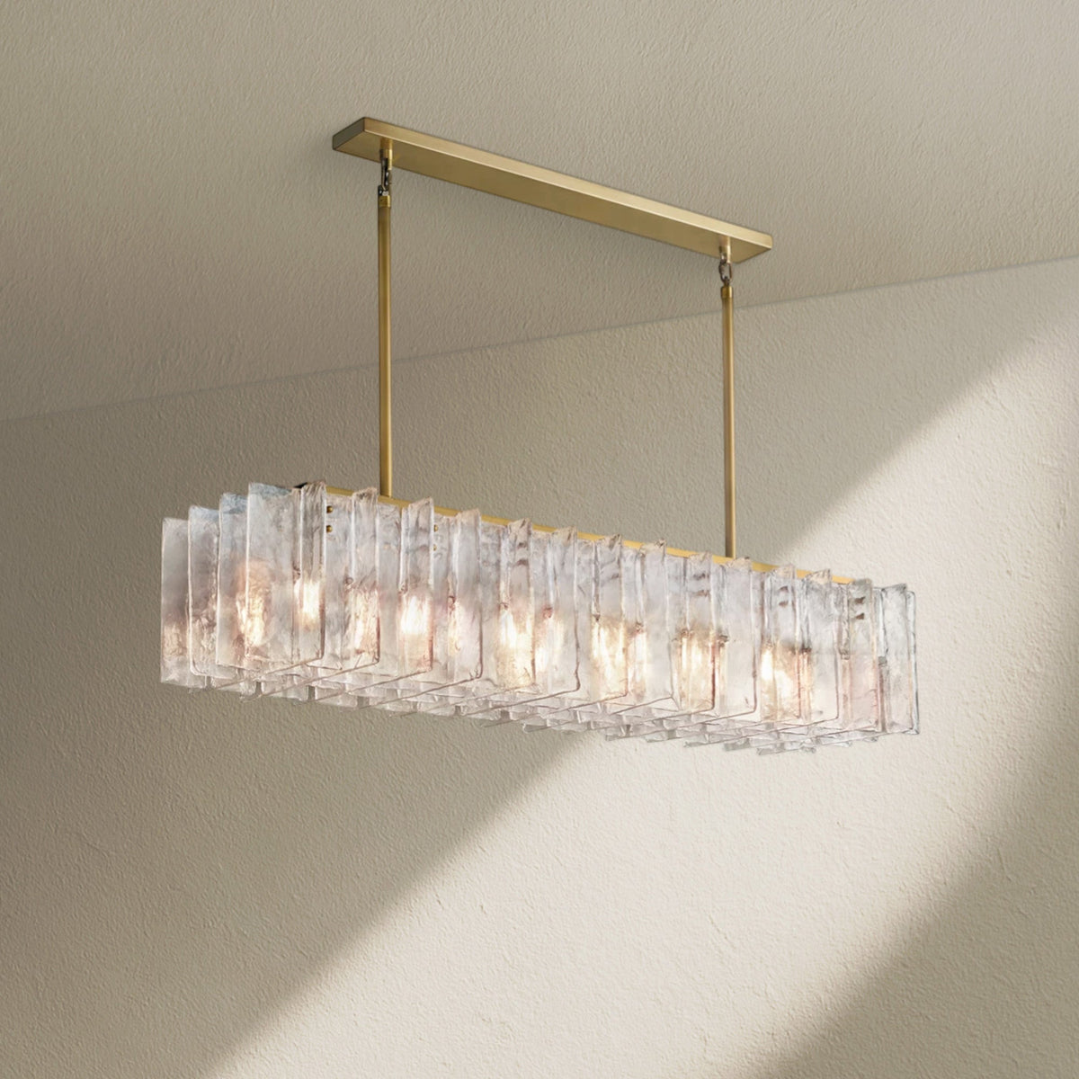 Lafz Clear Glass Rectangular Chandelier 49"67" - Zelno
