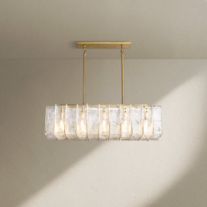 Lafz Clear Glass Rectangular Chandelier 49"67" - Zelno