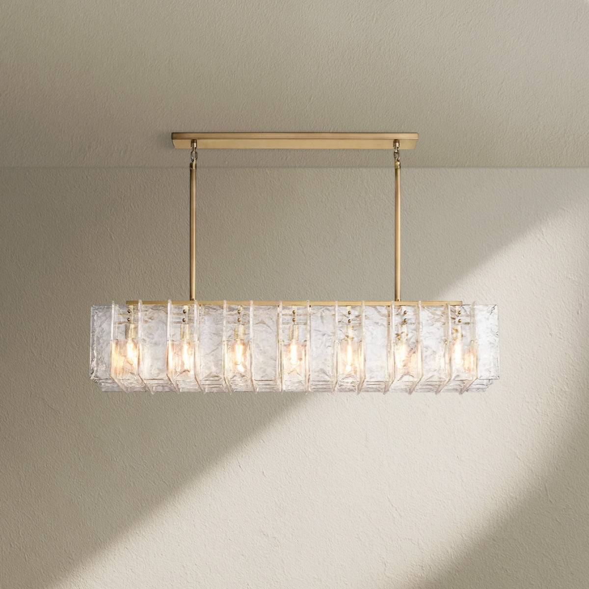 Lafz Clear Glass Rectangular Chandelier 49"67" - Zelno