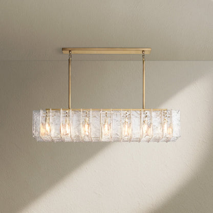 Lafz Clear Glass Rectangular Chandelier 49"67" - Zelno