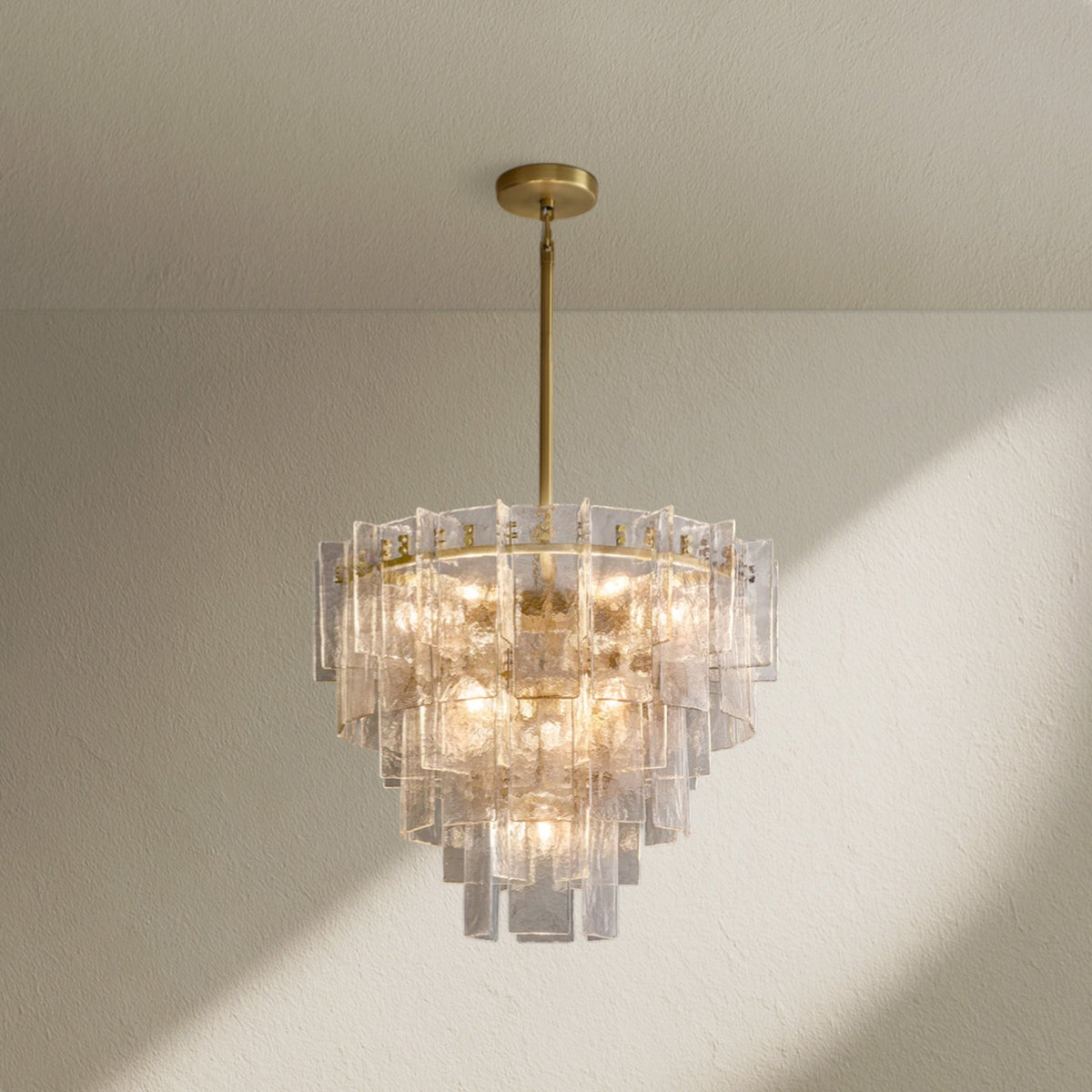 Lafz Clear Glass Tiered Round Chandelier 36" - Zelno