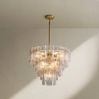 Lafz Clear Glass Tiered Round Chandelier 36" - Zelno