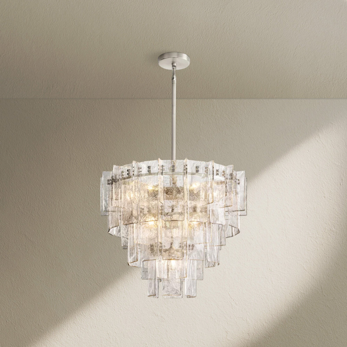 Lafz Clear Glass Tiered Round Chandelier 36" - Zelno