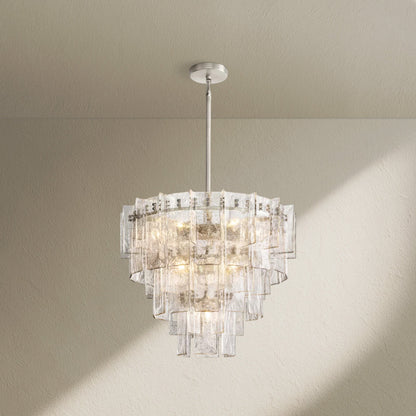 Lafz Clear Glass Tiered Round Chandelier 36" - Zelno