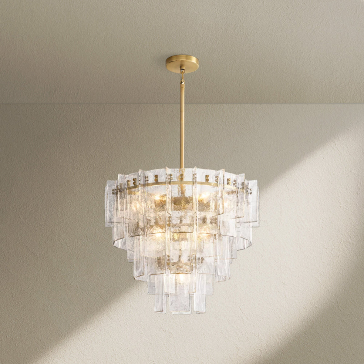 Lafz Clear Glass Tiered Round Chandelier 36" - Zelno