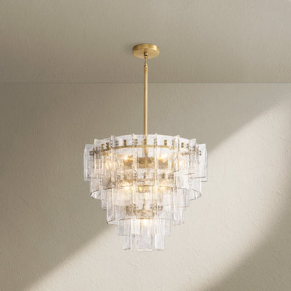 Lafz Clear Glass Tiered Round Chandelier 36" - Zelno