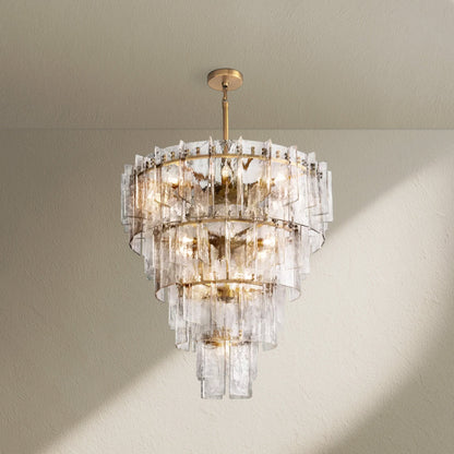 Lafz Clear Glass Tiered Round Chandelier 47" - Zelno
