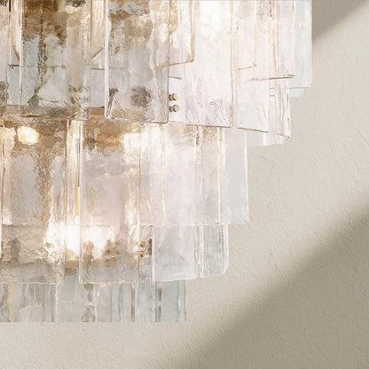 Lafz Clear Glass Tiered Round Chandelier 47" - Zelno