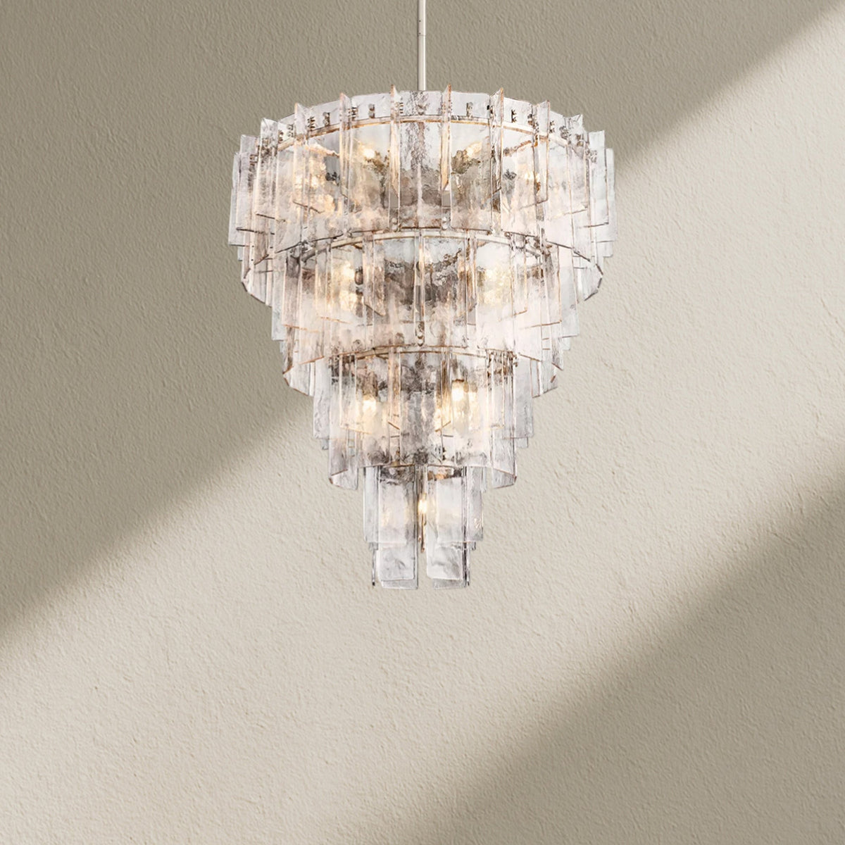 Lafz Clear Glass Tiered Round Chandelier 47" - Zelno