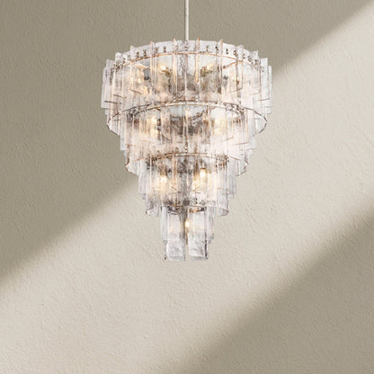 Lafz Clear Glass Tiered Round Chandelier 47" - Zelno