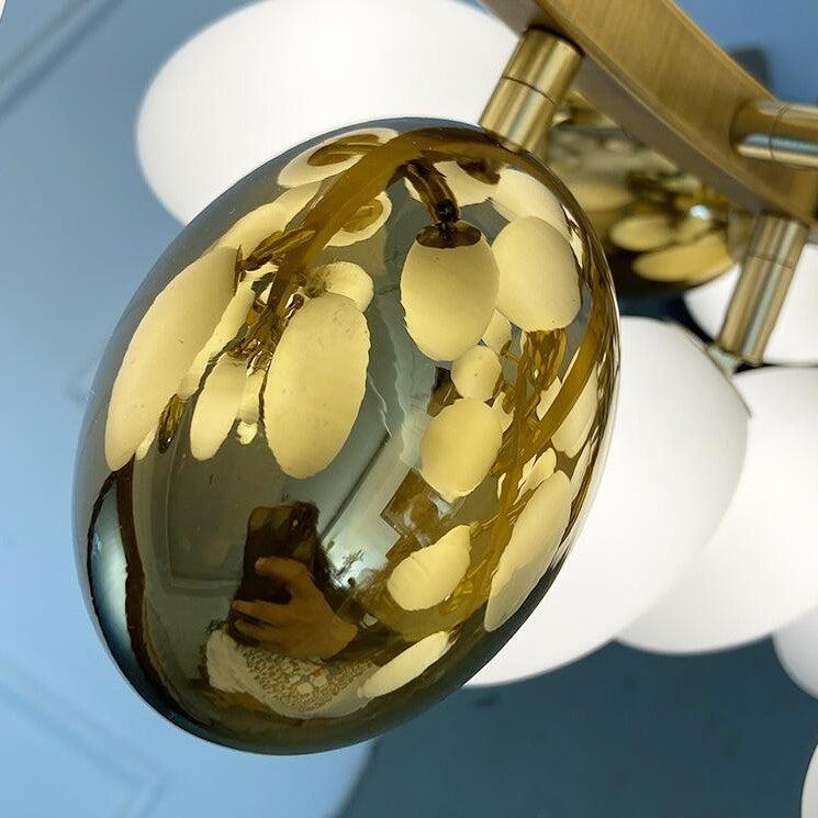 Large Branch Copper Chandelier with Grape Shape Bulbs Unique and Creative Light Fixture for Staircase/ Duplex/ High Ceiling Living Room/ Restaurant - Zelno Lighting