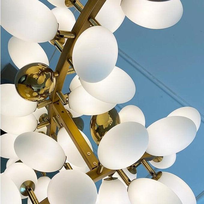 Large Branch Copper Chandelier with Grape Shape Bulbs Unique and Creative Light Fixture for Staircase/ Duplex/ High Ceiling Living Room/ Restaurant - Zelno Lighting