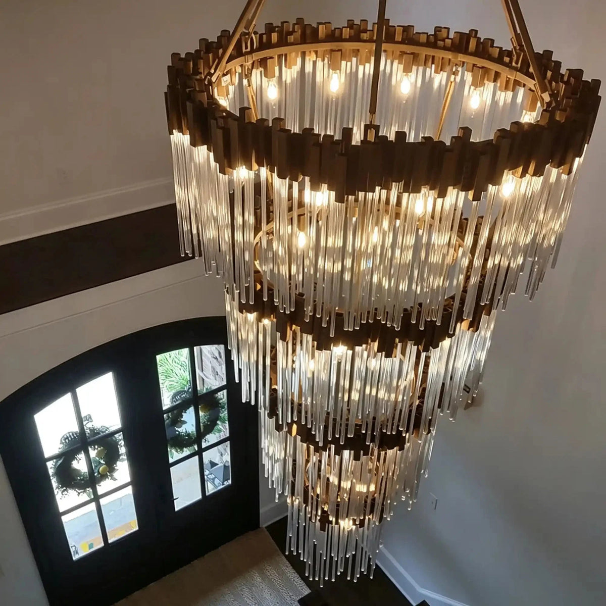 Large Elegant Multi-layers Glam Glass Chandelier for High-ceiling Staircase/Entryway/Living/meeting Room - Zelno Lighting