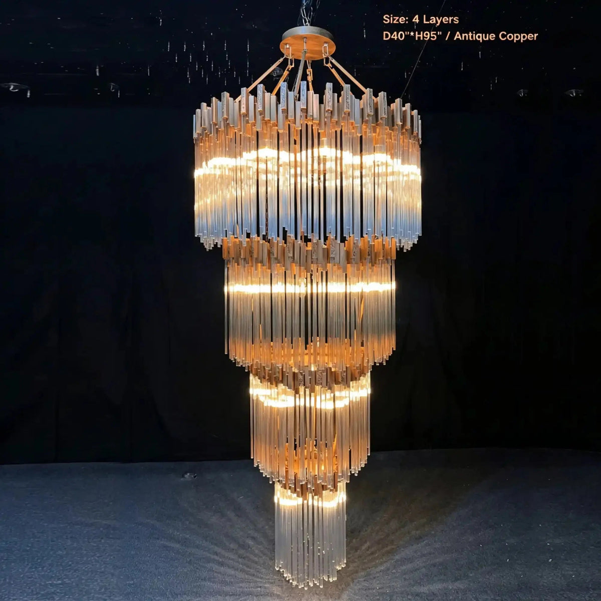 Large Elegant Multi-layers Glam Glass Chandelier for High-ceiling Staircase/Entryway/Living/meeting Room - Zelno Lighting