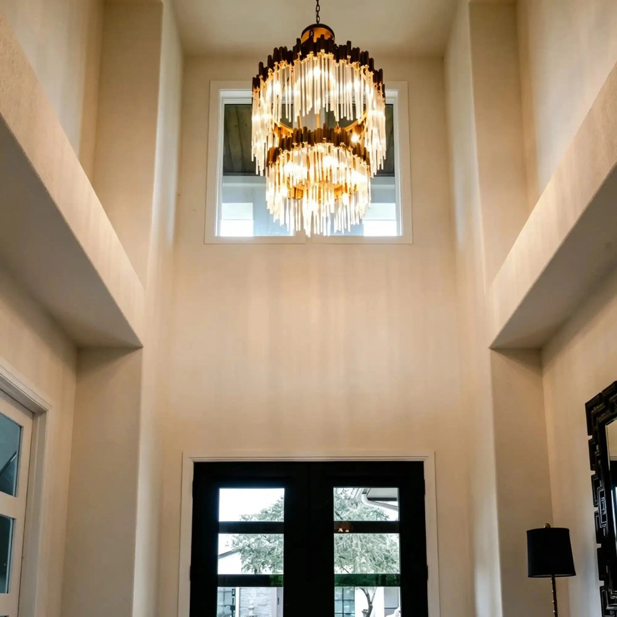Large Elegant Multi-layers Glam Glass Chandelier for High-ceiling Staircase/Entryway/Living/meeting Room - Zelno Lighting