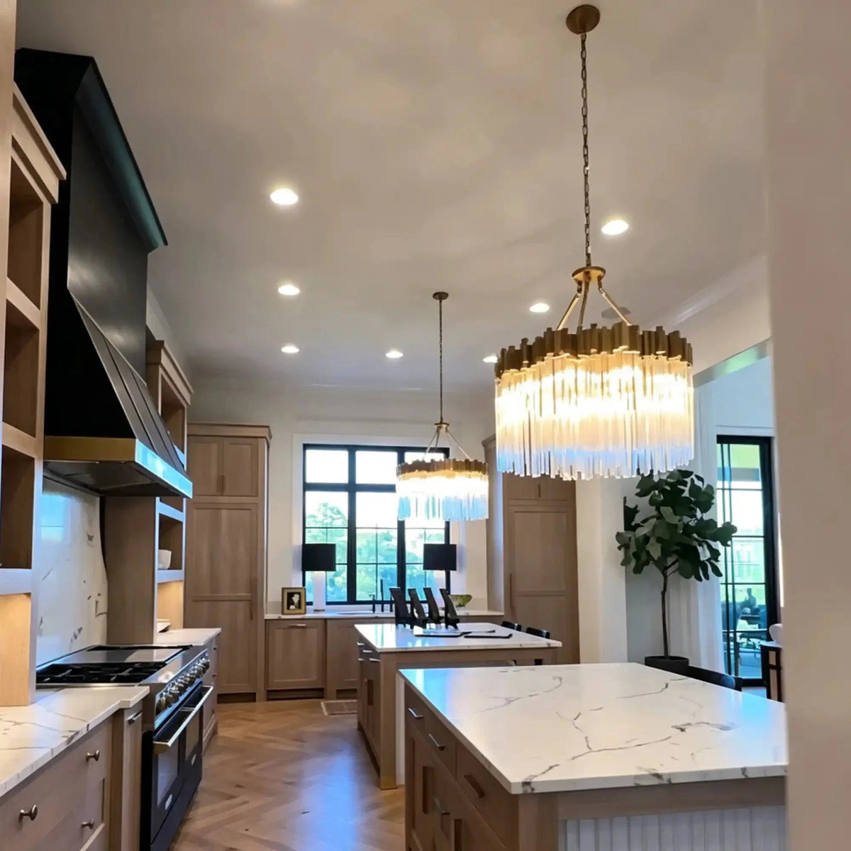 Large Elegant Multi-layers Glam Glass Chandelier for High-ceiling Staircase/Entryway/Living/meeting Room - Zelno Lighting