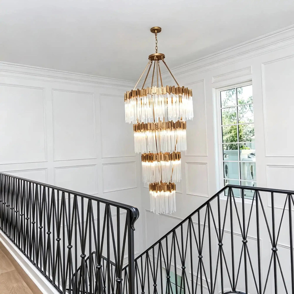 Large Elegant Multi-layers Glam Glass Chandelier for High-ceiling Staircase/Entryway/Living/meeting Room - Zelno Lighting