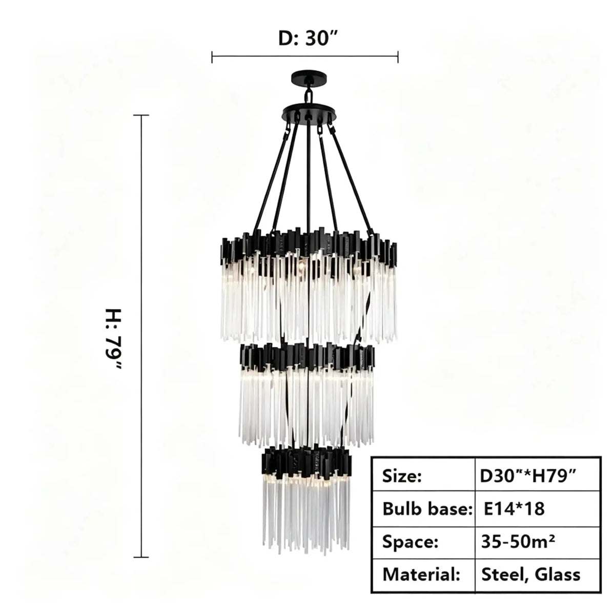 Large Elegant Multi-layers Glam Glass Chandelier for High-ceiling Staircase/Entryway/Living/meeting Room - Zelno Lighting