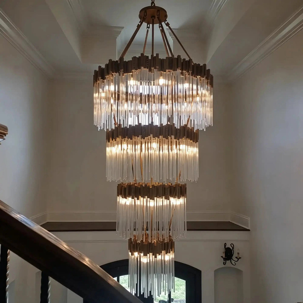 Large Elegant Multi-layers Glam Glass Chandelier for High-ceiling Staircase/Entryway/Living/meeting Room - Zelno Lighting