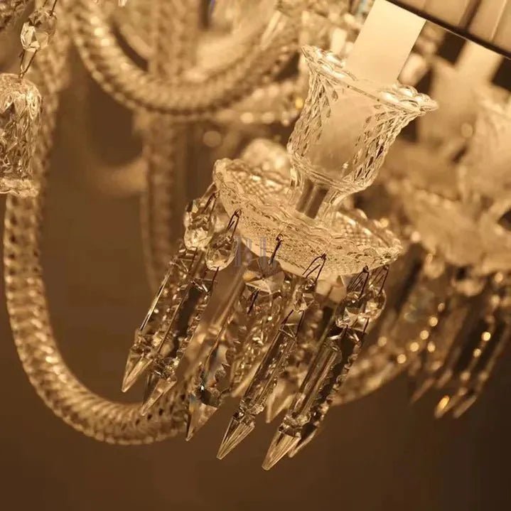 Large Light Luxury Classic Tiered Crystal Candle shaded Chandelier for High-ceiling Rooms/Living Room - Zelno Lighting