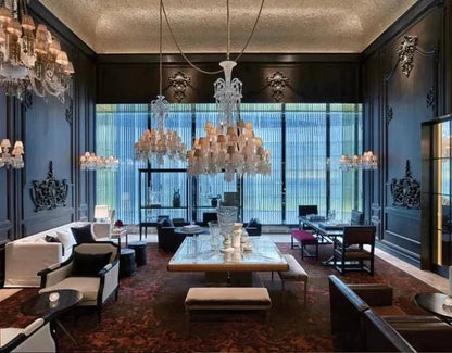 Large Light Luxury Classic Tiered Crystal Candle shaded Chandelier for High-ceiling Rooms/Living Room - Zelno Lighting