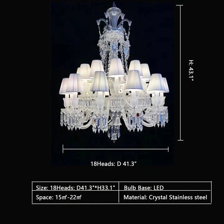 Large Light Luxury Classic Tiered Crystal Candle shaded Chandelier for High-ceiling Rooms/Living Room - Zelno Lighting