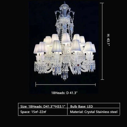 Large Light Luxury Classic Tiered Crystal Candle shaded Chandelier for High-ceiling Rooms/Living Room - Zelno Lighting