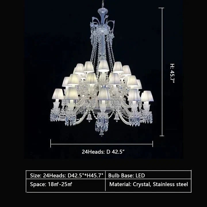 Large Light Luxury Classic Tiered Crystal Candle shaded Chandelier for High-ceiling Rooms/Living Room - Zelno Lighting