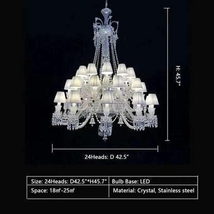 Large Light Luxury Classic Tiered Crystal Candle shaded Chandelier for High-ceiling Rooms/Living Room - Zelno Lighting