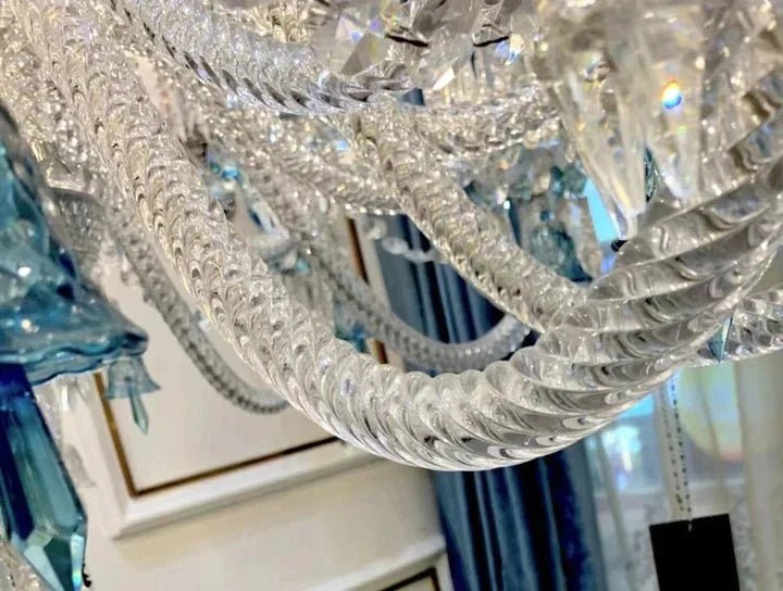 Large Light Luxury Classic Tiered Crystal Candle shaded Chandelier for High-ceiling Rooms/Living Room - Zelno Lighting