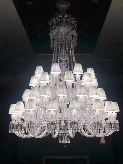 Large Light Luxury Classic Tiered Crystal Candle shaded Chandelier for High-ceiling Rooms/Living Room - Zelno Lighting