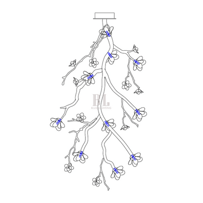 Large Long Branch Flower Chandelier - Zelno Lighting