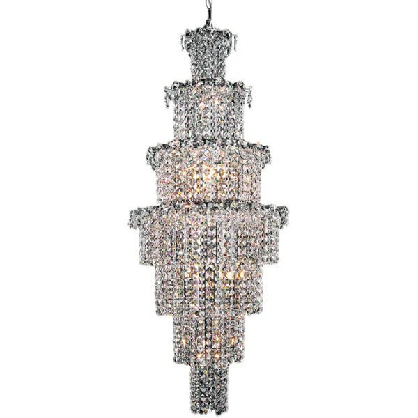 Large Multi-pieces Crystal Chandelier Stylish Ceiling Light Fixture For Foyer Living Room Staircase - Zelno Lighting