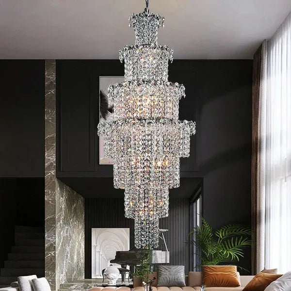 Large Multi-pieces Crystal Chandelier Stylish Ceiling Light Fixture For Foyer Living Room Staircase - Zelno Lighting