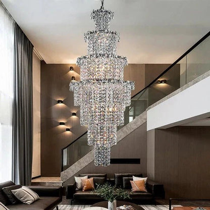 Large Multi-pieces Crystal Chandelier Stylish Ceiling Light Fixture For Foyer Living Room Staircase - Zelno Lighting