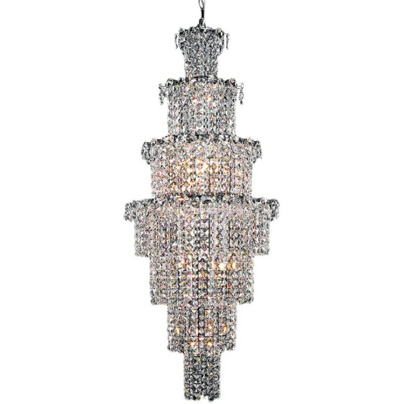 Large Multi-pieces Crystal Chandelier Stylish Ceiling Light Fixture For Foyer Living Room Staircase - Zelno Lighting