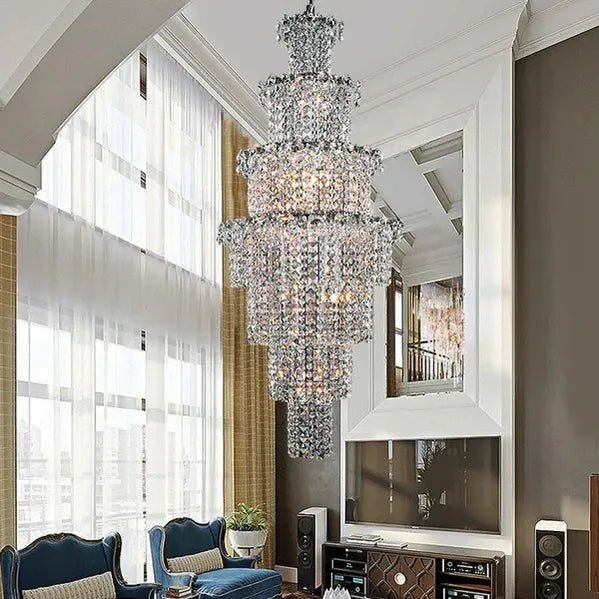 Large Multi-pieces Crystal Chandelier Stylish Ceiling Light Fixture For Foyer Living Room Staircase - Zelno Lighting