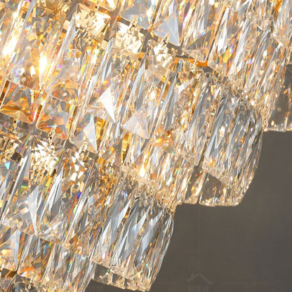 Large Staircase Crystal Chandelier Living Room Ceiling Light Fixture For Hotel Entrance In Gold Finish - Zelno Lighting